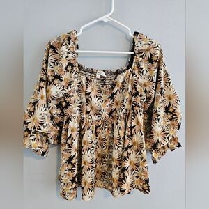 Entro Daisy Floral Top | Black Pink Cream | Medium